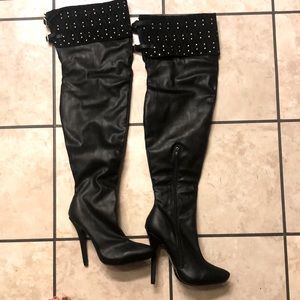 Black Thigh High Boots